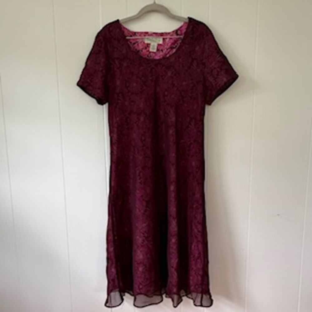 Norton McNaughton Dress Floral Burgundy Sz 12 Easter Cottagecore Grandmacore